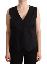 Dolce & Gabbana Black Button Down Sleeveless Vest Waiscoat Top -   -  Dolce & Gabbana.